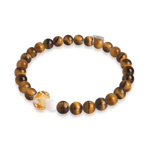 Bracelet œil de tigre | Argent sterling 925 | Pierre précieuse en forme de champignon en verre Firefly